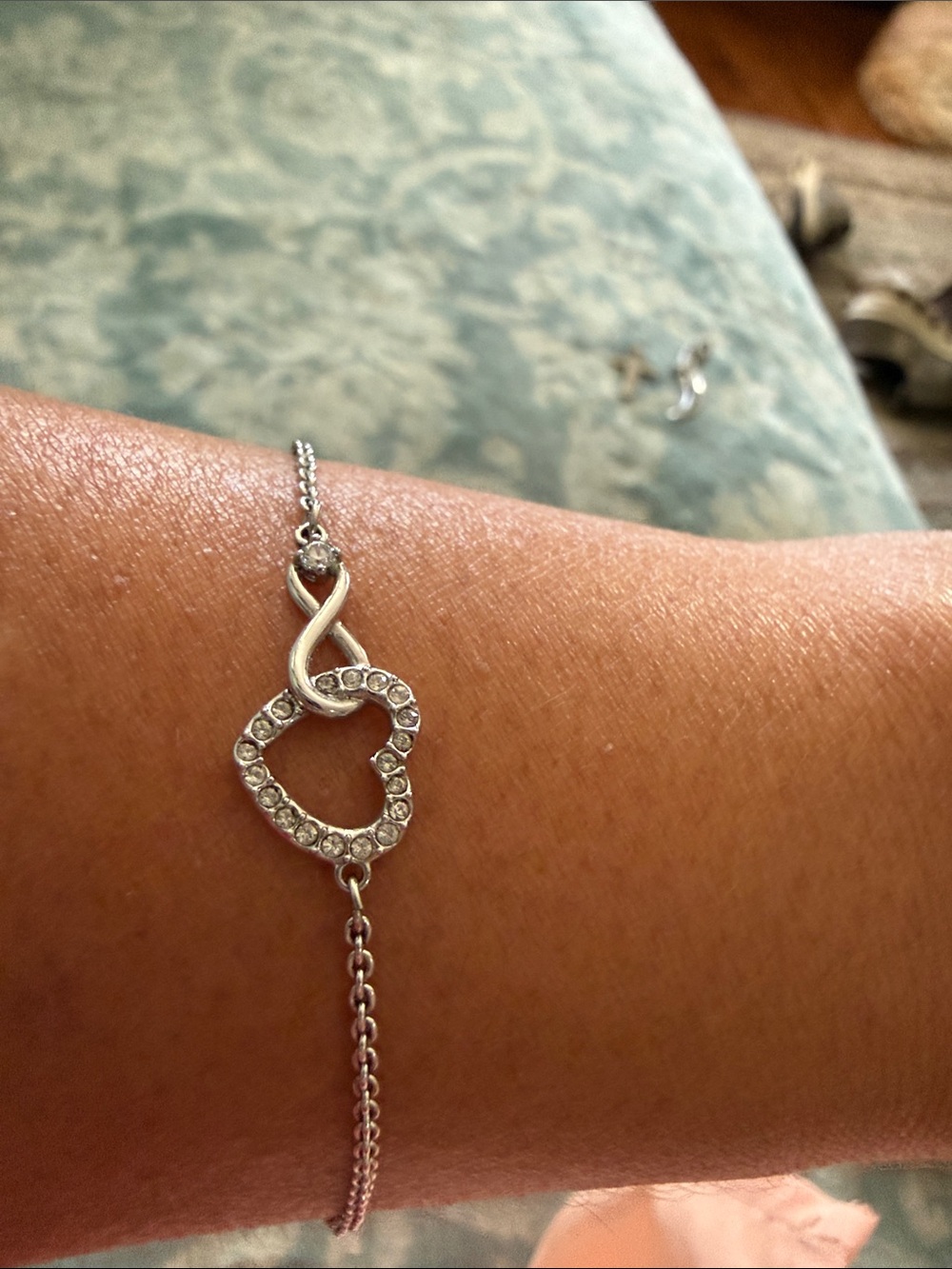jcpenney Silver-Tone Heart & Infinity Bracelet with Clear Stones